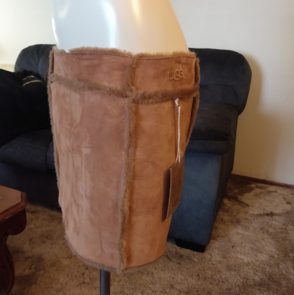 Ugg Leather Faux Fur Lined Skirt Mini Winter - Picture 2 of 4